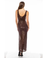 Bebe Women's Sequin Tank Gown, Brown, Small