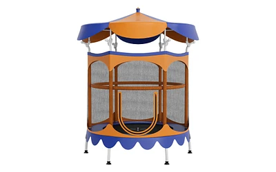 Slickblue 64" Kids Trampoline with Detachable Canopy and Safety Enclosure Net