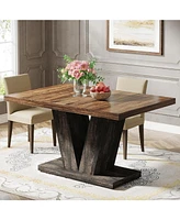 Tribesigns 47-Inch Dining Table for 4, Black Kitchen Dinner Table with Heavy Duty Pedestal, Farmhouse Wooden Eating Table for Home, Dining Room, Small