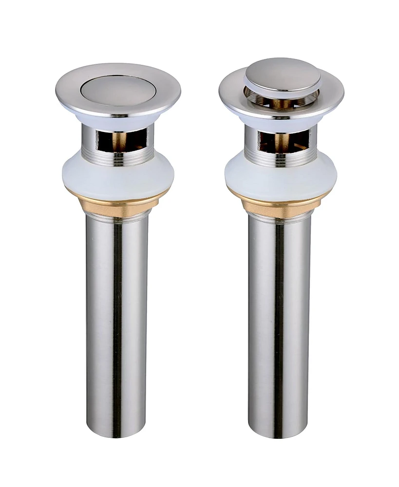 Yescom Aquaterior 2 Pack 1 3/8" Pop up Drain Faucet Vessel Vanity Sink Drain Stopper Brass Brushed Nickel Finish Overflow