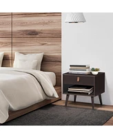 Sugift Nightstand Bedroom Table with Drawer Storage Shelf