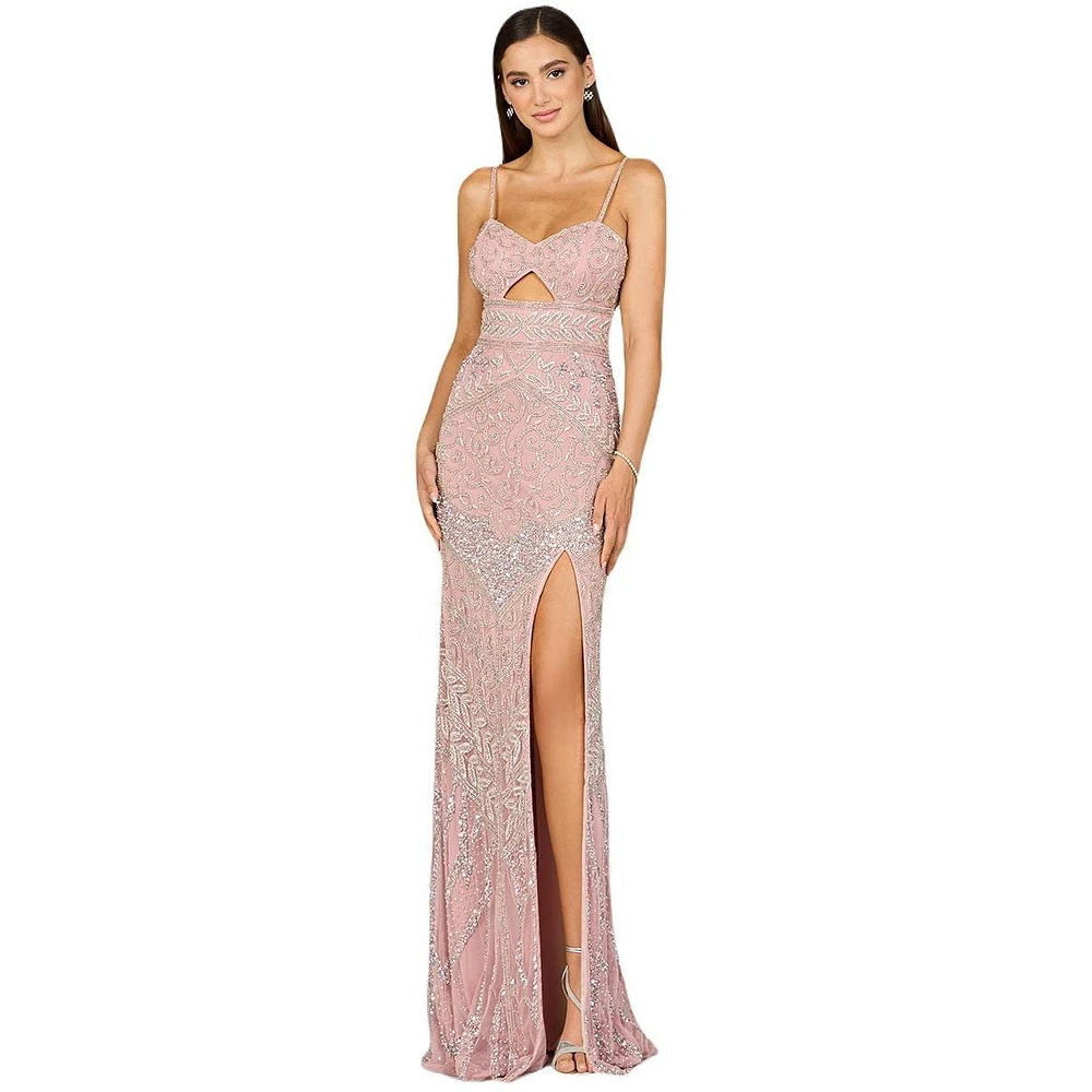 Lara Women's Embellished Gown with Slit And Low Back