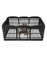 Iris Usa 35" Exercise 10-Panel Pet Playpen with Door. Small, Medium, and Large Dogs, Keep Pets Secure, Easy Assembly & Storying, Customizable, Black