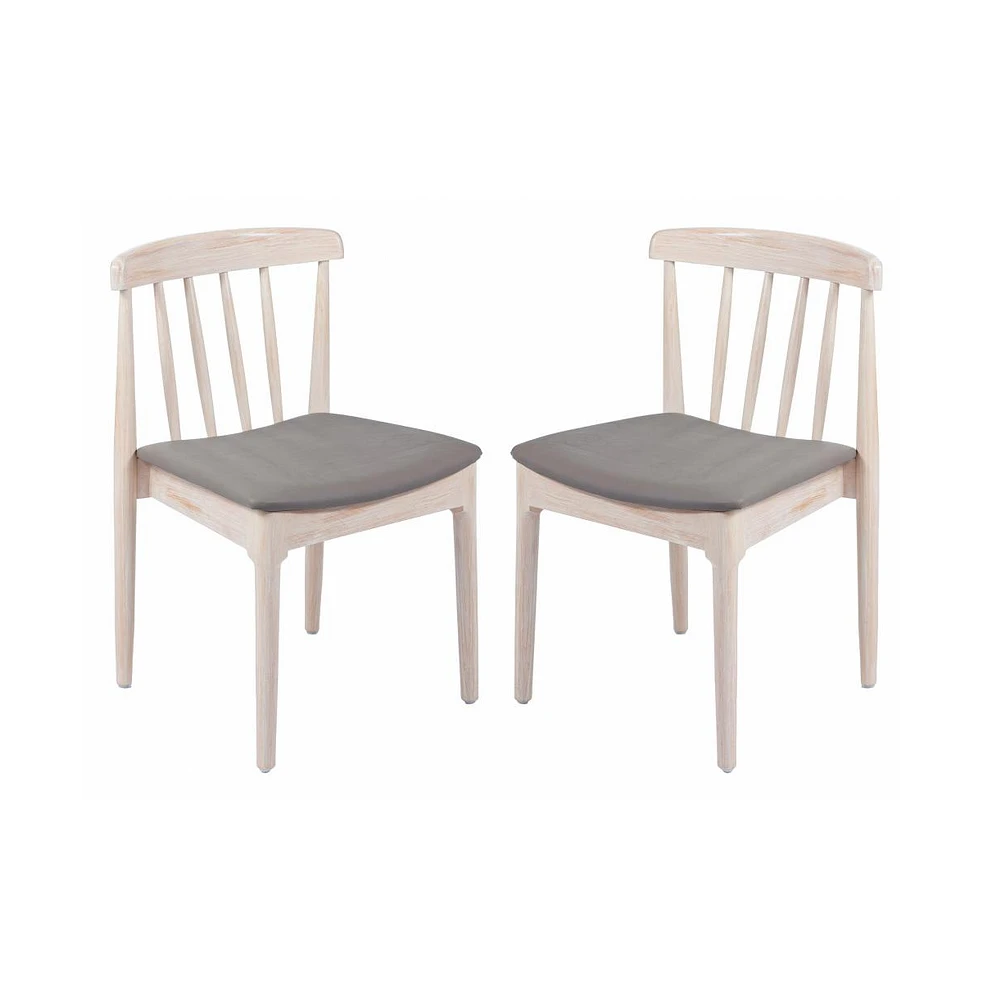 Emma+Oliver Charlize Set Of 2 Solid Wood Dining Chairs With Spindle Backrests And Vinyl Seats