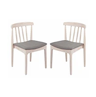 Emma+Oliver Charlize Set Of 2 Solid Wood Dining Chairs With Spindle Backrests And Vinyl Seats