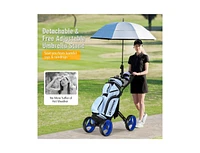 Slickblue 4 Wheel Golf Push Cart with Brake Scoreboard Adjustable Handle