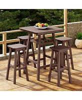 WestinTrends 5-Piece Hdpe Outdoor Patio Dining Bar Bistro Table Set with Stools