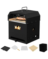 Slickblue 4-in-1 Outdoor Portable Pizza Oven with 12 Inch Pizza Stone