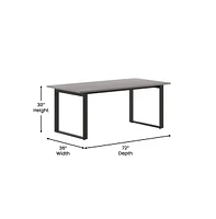 Emma+Oliver Remy 72X36 Dining Or Gaming Table With Double Sided Laminate Top And Heavy Duty U-Frame Steel Base