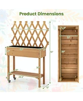 Slickblue Wooden Raised Garden Bed Mobile Elevated Planter Box with Trellis