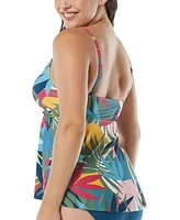 Coco Reef Women's Diamond Wrap Printed Bra-Sized Tankini Top