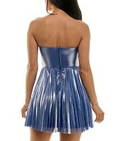 B Darlin Juniors' Sweetheart-Neck Shimmery Fit & Flare Dress