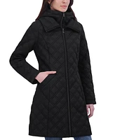 Tahari Women's Bibbed Hooded Quilted Coat