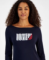 Nautica Jeans Women's Love Boat Neck Long-Sleeve Sweater