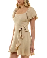 Trixxi Juniors' Ruffled Faux-Wrap Dress
