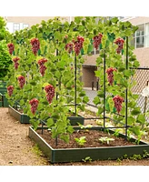 Slickblue A-Frame Garden Cucumber Trellis with Netting for Climbing Plants Outdoor-Black