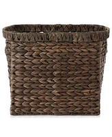 Casafield Magazine Holder Basket with Handles, Natural - Oval Water Hyacinth Storage Bin for Bathroom, Home Office