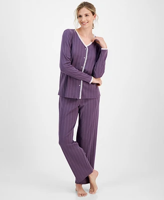 Charter Club Women's 2-Pc. Pointelle Lace-Trim Pajama Set, Created for Macy's