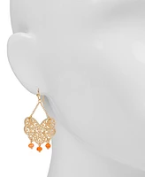 Patricia Nash Gold-Tone Filigree Beaded Drop Earrings