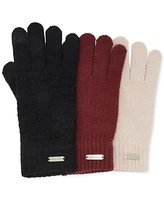 Steve Madden Women's 3-Pc. Basketweave Knit Gloves Boxed Gift Set