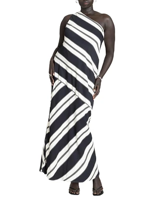 Eloquii Plus One Shoulder Stripe Dress