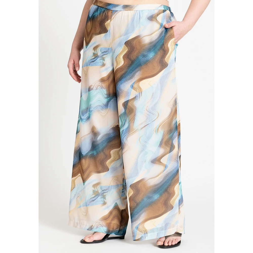 Eloquii Plus Wide Leg Printed Chiffon Pant