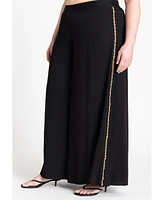 Eloquii Women's Chain Detail Wide Leg Pant