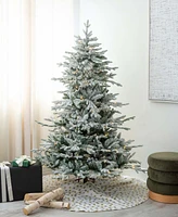 Nearly Natural 6ft. Pre-Lit Artificial Fraser Fir Flocked Christmas Tree with Instant Connect Technology and 280 Warm White Led Lights