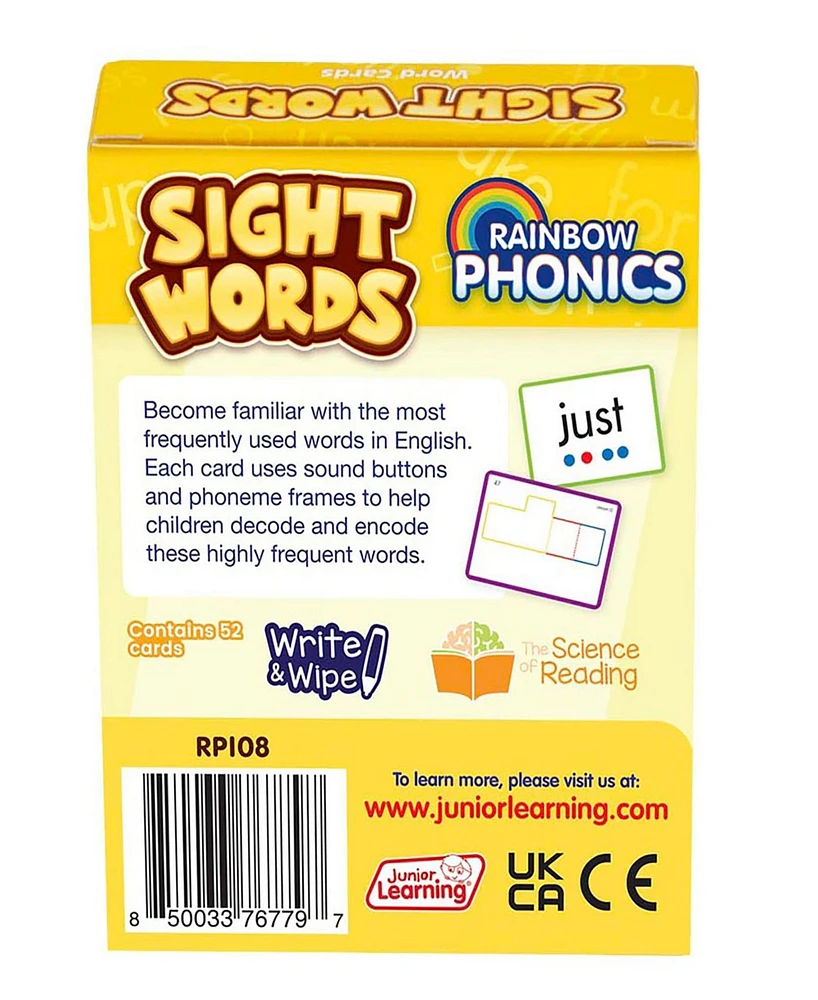 Junior Learning Rainbow Phonics Sight Words Word Cards