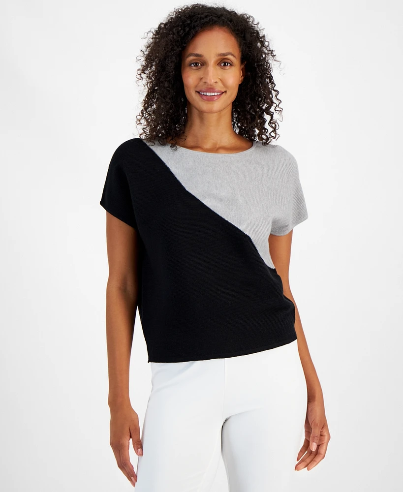 T Tahari Women's Colorblocked Cap-Sleeve Sweater