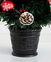 Nearly Natural 24in. Pre-Lit Fiber Optic Cosmopolitan Star Topped Artificial Christmas Tree with Decorative Planter