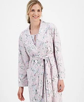 Charter Club Women's Cotton Floral-Print Tie-Waist Robe, Created for Macy's