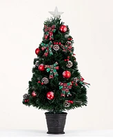 Nearly Natural 36in. Pre-Lit Fiber Optic Cosmopolitan Star Topped Artificial Christmas Tree with Decorative Planter