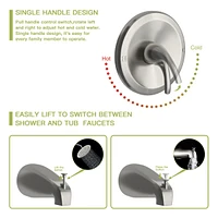 10" Rain Shower Head Systems With Waterfall Tub Spout, Brushed Nickel, Wall Mounted Shower