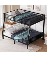 Streamdale Furniture Full Xl Over Queen Metal Bunk Bed with Ladder and Slats Support for Adults Teens, Black