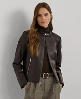 Lauren Ralph Petite Leather Moto Jacket