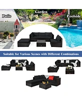 Costway 6PCS Outdoor Patio Rattan Furniture Set Cushioned Sectional Sofa