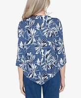 Alfred Dunner Classic Elegant Flower Top with Necklace