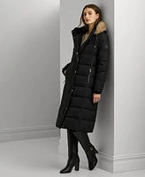 Lauren Ralph Women's Maxi Faux-Fur-Trimmed Hooded Puffer Coat