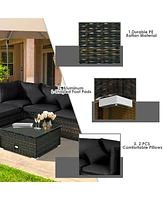 Costway 5PCS Outdoor Patio Rattan Furniture Set Sectional Conversation