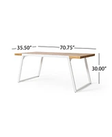 Minimalist Chic Acacia Wood Slat Panel Dining Table