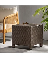 Modern Woven Outdoor Side Table for Patio or Deck