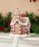 Glitzhome Resin Gingerbread House Stocking Holders, Set of 2