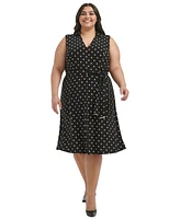 Tommy Hilfiger Plus Classic Dot Print Jersey Midi Dress