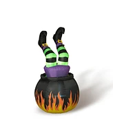 Gerson & Gerson Spooky 5 Feett Electric Animated Inflatable Halloween Witch in Cauldron