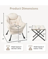 Slickblue Modern Accent Sofa Chair with Folding Footrest and Side Pocket