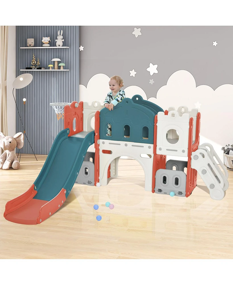 Simplie Fun Freestanding Castle Climber with Slide and Toy Storage