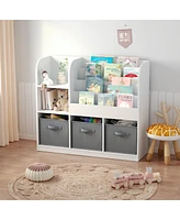 Streamdale Furniture Kids Multifunctional Bookcase with Drawers (White/Gray)