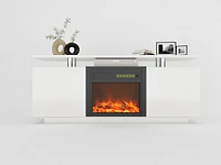 160cm High Gloss Tv Cabinet Tv Unit With Fireplace, Have Heat And Flame Color Changes