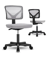 Simplie Fun Armless Desk Chair Small Home Office Chair With Lumbar Support